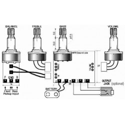 Нова активна електроника за бас китара 2-лентова