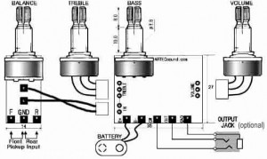 Нова активна електроника за бас китара 2-лентова
